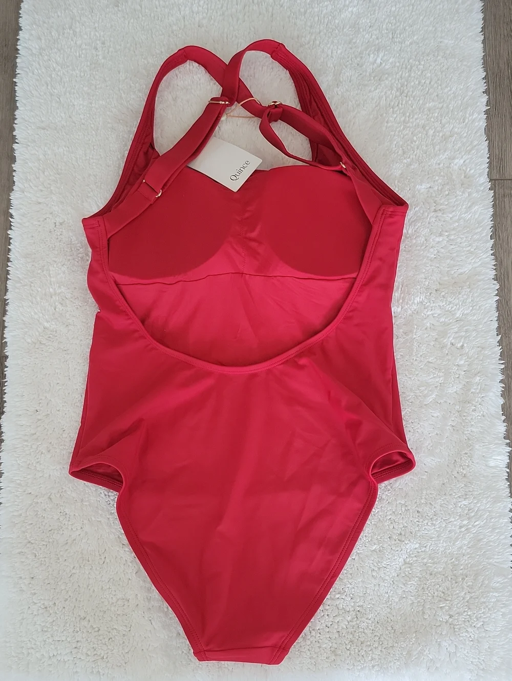 Quince Italian Cross Back One-Piece Swimsuit In Dark Red Medium NWT